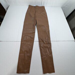 Zara Pull On Faux Leather Milk Chocolate Brown Side Zipper Women's XS